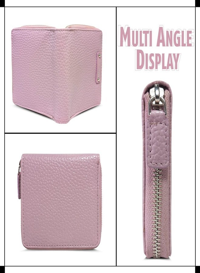 MANDAVA Women's Small Bifold PU Leather Wallet | Ladies Slim Compact Card Holder Organizer Zipper Coin Purse (Mauve) - Image 2